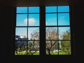 View of building through window