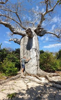 Full length of person standing on tree