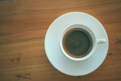 High angle view of coffee on table