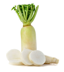 Close-up of bread against white background