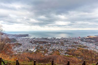 High angle view of townscape against sky