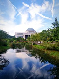 Reflection of building in lake