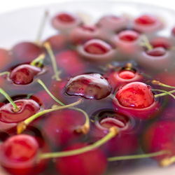 Close-up of cherries in water