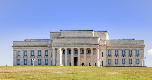 Building against clear blue sky