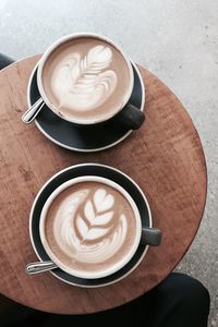 High angle view of coffee on table