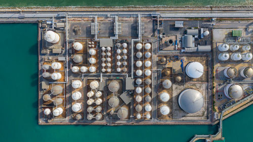 Aerial view of storage tanks