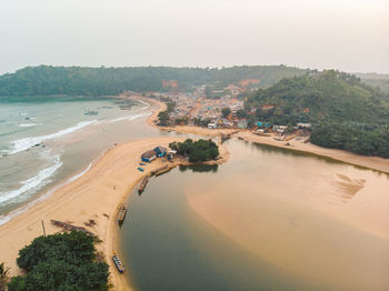 High angle view of beach against sky