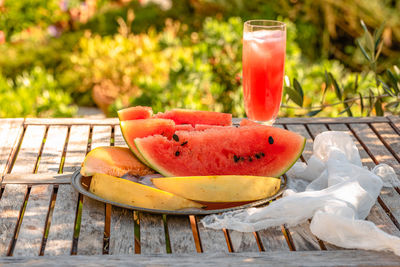 Close-up of watermelons on table