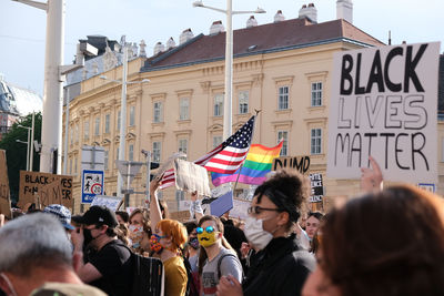 People on street in city