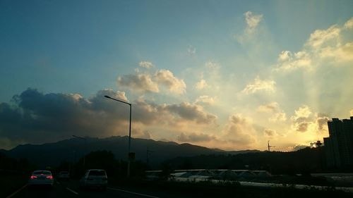 View of road at sunset