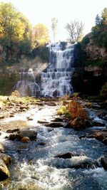 Scenic view of waterfall