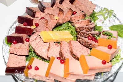 High angle view of meal served in plate