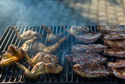 Close-up photo of food preparing barbeque