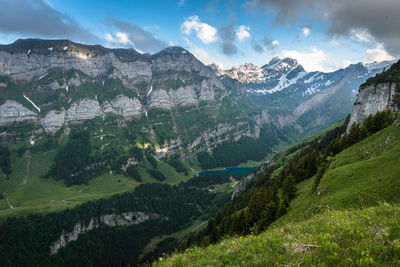 Scenic view of mountains against sky