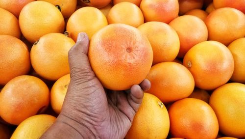 High angle view of oranges at market stall