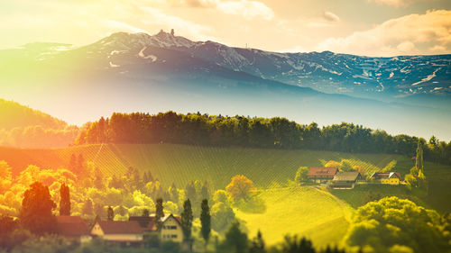 Scenic view of mountains against sky