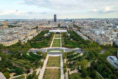 Paris, france, september 2021. areal city landscape seen from the eiffel tower.