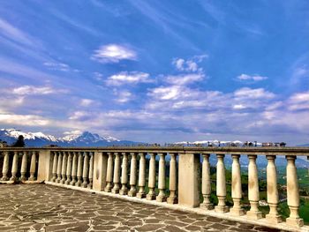 Scenic view of beach against blue sky