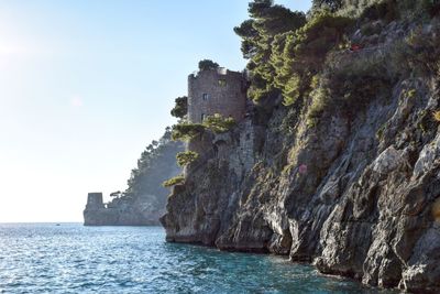 Scenic view of sea against clear sky