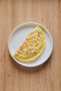 High angle view of food in plate on table