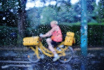 Close-up of water drops on glass