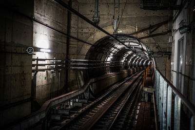 Railroad tracks in subway station