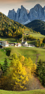 Scenic view of mountains during autumn