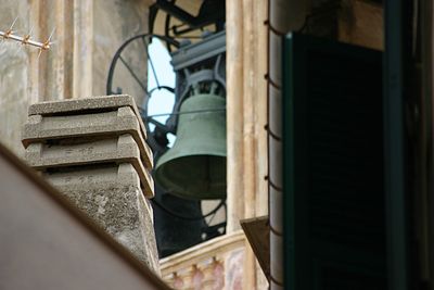 Low angle view of bell in church
