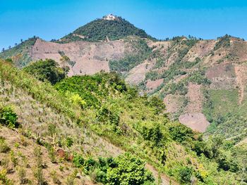 Scenic view of mountains against clear sky