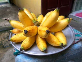 High angle view of fruits in plate