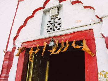 Low angle view of window on building
