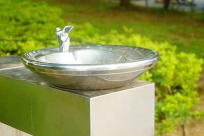 Close-up of water fountain in garden