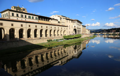 Reflection of building in lake