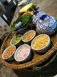 High angle view of food on table