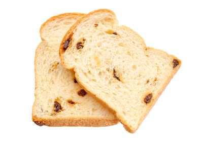 High angle view of bread against white background