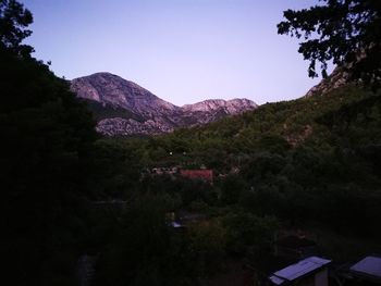 Scenic view of mountains against clear sky