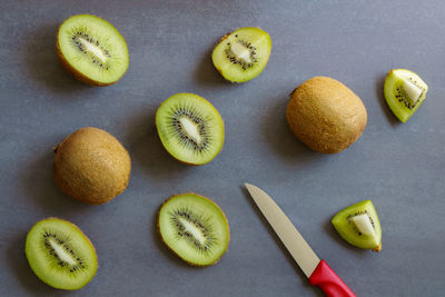 High angle view of fruits on table