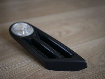 High angle view of smart phone on table