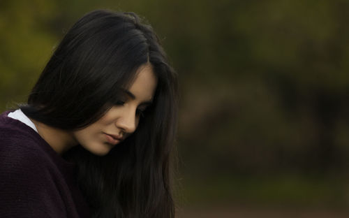 Close-up portrait of a young woman