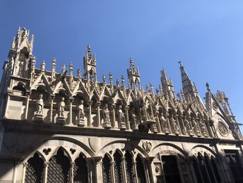 Low angle view of temple against building