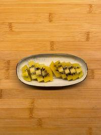 High angle view of lemon on table