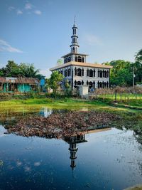 Reflection of building on water
