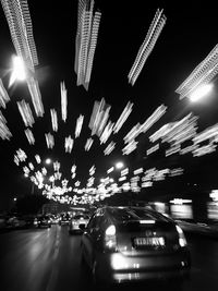 Blurred motion of illuminated cars at night