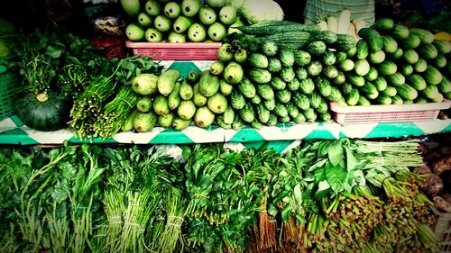 Variety of food for sale at market stall