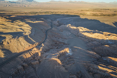 Access road to san pedro de atacama from aerial view