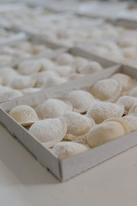 High angle view of bread in container