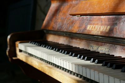 Close up of piano