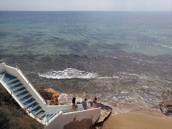 High angle view of people on beach