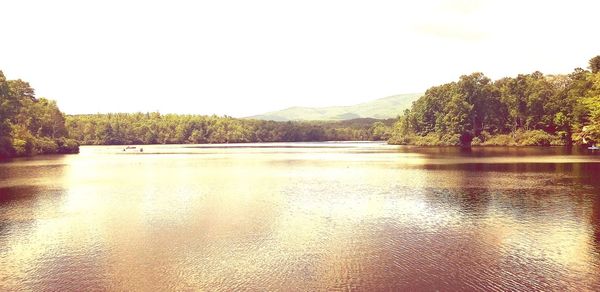 Scenic view of lake against clear sky