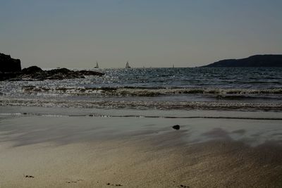 Scenic view of sea at sunset